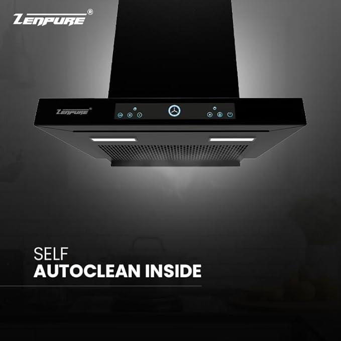 Zenpure Breeze Autoclean Chimney, 90 cm, 1500 CMH Suction, BLDC Motor, LT Warranty Equipped with perforated filter technology, this chimney ensures powerful suction 90 cm Autoclean Chimney