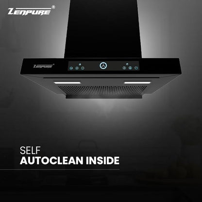 Zenpure Breeze Autoclean Chimney, 90 cm, 1500 CMH Suction, BLDC Motor, LT Warranty Equipped with perforated filter technology, this chimney ensures powerful suction 90 cm Autoclean Chimney